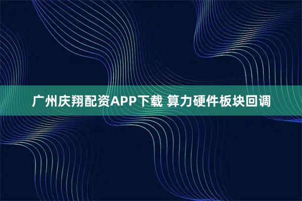广州庆翔配资APP下载 算力硬件板块回调