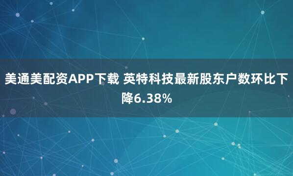 美通美配资APP下载 英特科技最新股东户数环比下降6.38%