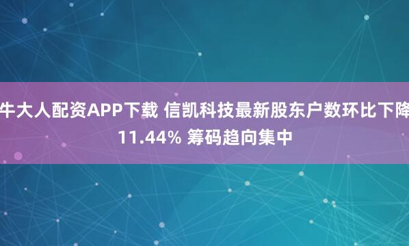 牛大人配资APP下载 信凯科技最新股东户数环比下降11.44% 筹码趋向集中